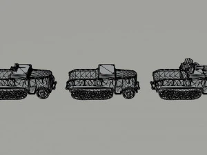 Cartoon Dieselpunk armored cars 2 Polygonal Style 3D Model