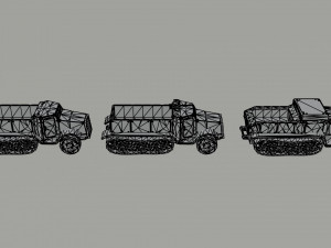 Cartoon Dieselpunk armored cars 2 Polygonal Style 3D 模型