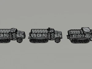 Cartoon Dieselpunk armored cars 2 Polygonal Style 3D Model
