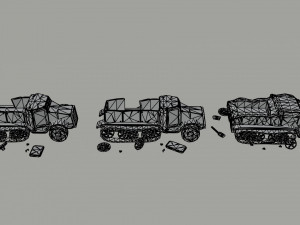 Cartoon Dieselpunk armored cars 2 Polygonal Style 3D 模型