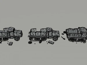 Cartoon Dieselpunk armored cars 2 Polygonal Style 3D Model