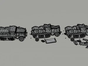 Cartoon Dieselpunk armored cars 2 Polygonal Style 3D Model
