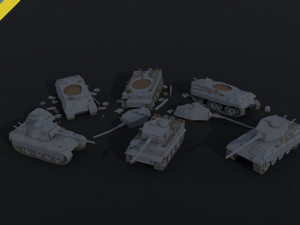 Cartoon Dieselpunk tanks Polygonal Style 3D Model