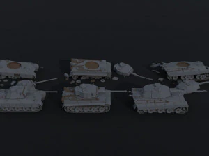 Cartoon Dieselpunk tanks Polygonal Style 3D Model