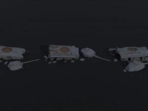 Cartoon Dieselpunk tanks Polygonal Style 3D Model