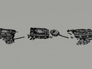 Cartoon Dieselpunk tanks Polygonal Style 3D Model