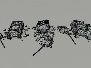 Cartoon Dieselpunk tanks Polygonal Style Modelo 3D