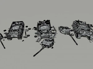 Cartoon Dieselpunk tanks Polygonal Style 3D Model
