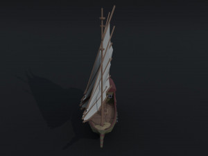 Cartoon medieval fantasy ship Polygonal Style 3D Model