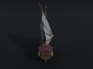 Cartoon medieval fantasy ship Polygonal Style 3D Model