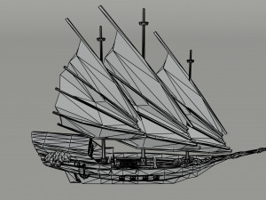 Cartoon medieval fantasy ship Polygonal Style 3D Model
