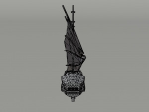 Cartoon medieval fantasy ship Polygonal Style 3D Model