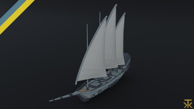 Cartoon medieval fantasy ship 2 Polygonal Style 3D मॉडल .c4d .max .obj .3ds .fbx .stl .blend 