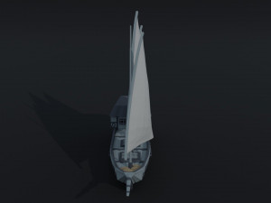 Cartoon medieval fantasy ship 2 Polygonal Style 3D मॉडल