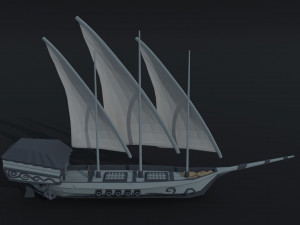 Cartoon medieval fantasy ship 2 Polygonal Style 3D मॉडल