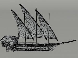 Cartoon medieval fantasy ship 2 Polygonal Style 3D मॉडल