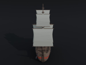 Cartoon medieval ship 2 Polygonal Style Model 3D
