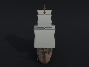 Cartoon medieval ship 2 Polygonal Style 3D Model