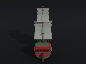 Cartoon medieval ship 2 Polygonal Style Model 3D