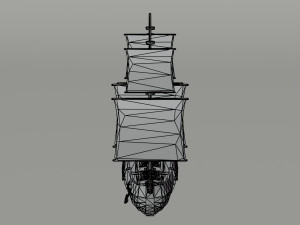 Cartoon medieval ship 2 Polygonal Style Model 3D