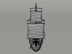 Cartoon medieval ship 2 Polygonal Style 3D Model