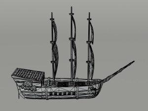 Cartoon medieval ship 2 Polygonal Style Model 3D