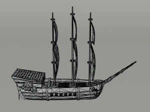Cartoon medieval ship 2 Polygonal Style 3D Model