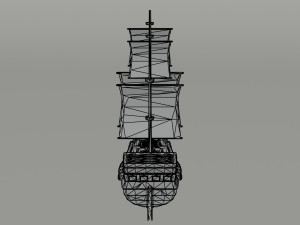 Cartoon medieval ship 2 Polygonal Style Model 3D
