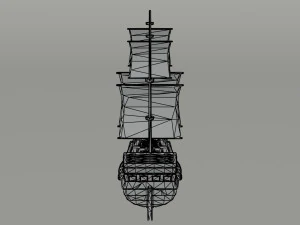 Cartoon medieval ship 2 Polygonal Style 3D Model