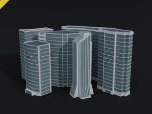 Cartoon skycrapers 2 Polygonal Style 3D Model