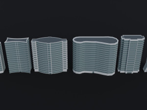 Cartoon skycrapers 2 Polygonal Style Model 3D