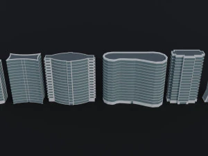 Cartoon skycrapers 2 Polygonal Style 3D Model