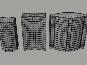 Cartoon skycrapers 2 Polygonal Style 3D Model