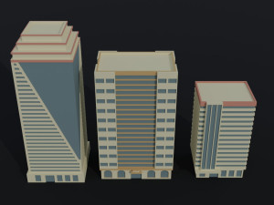 Cartoon city hotel kit Polygonal Style 3D Model