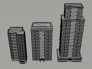 Cartoon city hotel kit Polygonal Style 3D Model