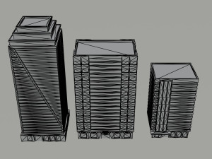 Cartoon city hotel kit Polygonal Style 3D Model