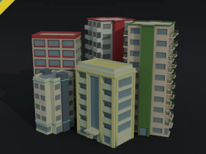 Apartamenty miejskie z kresk&oacute;wek w stylu wielokątnym Model 3D