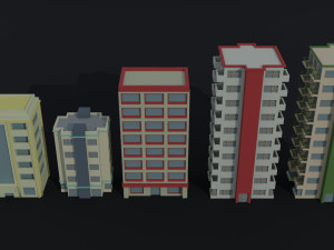 Cartoon city apartments Polygonal Style Model 3D