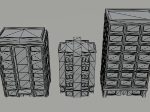 Cartoon city apartments Polygonal Style Model 3D