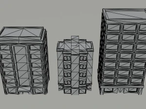 Cartoon city apartments Polygonal Style 3D Model