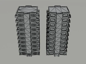 Cartoon city apartments Polygonal Style 3D Model