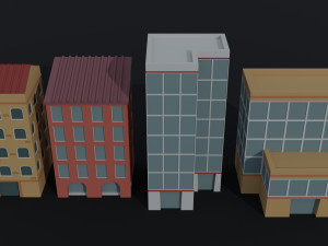 Cartoon city houses Polygonal Style Modelo 3D