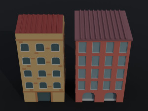 Cartoon city houses Polygonal Style Modelo 3D