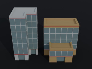 Cartoon city houses Polygonal Style Modelo 3D