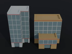 Cartoon city houses Polygonal Style 3D Model