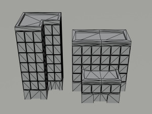Cartoon city houses Polygonal Style Modelo 3D