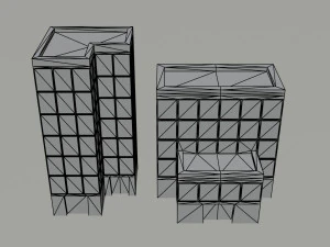 Cartoon city houses Polygonal Style 3D Model