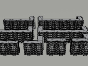Cartoon city apartments kit Polygonal Style Modelo 3D