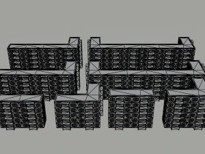 Cartoon city apartments kit Polygonal Style 3D Model