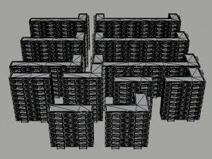 Cartoon city apartments kit Polygonal Style 3D Model